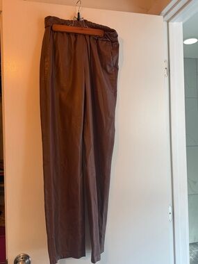 Anine Bing Brown Vegan Leather Pants